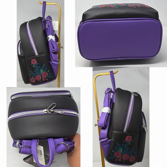 Disney Loungefly Villains Mini Backpack Maleficent Ursula Scar Roses Black NWT main image 5
